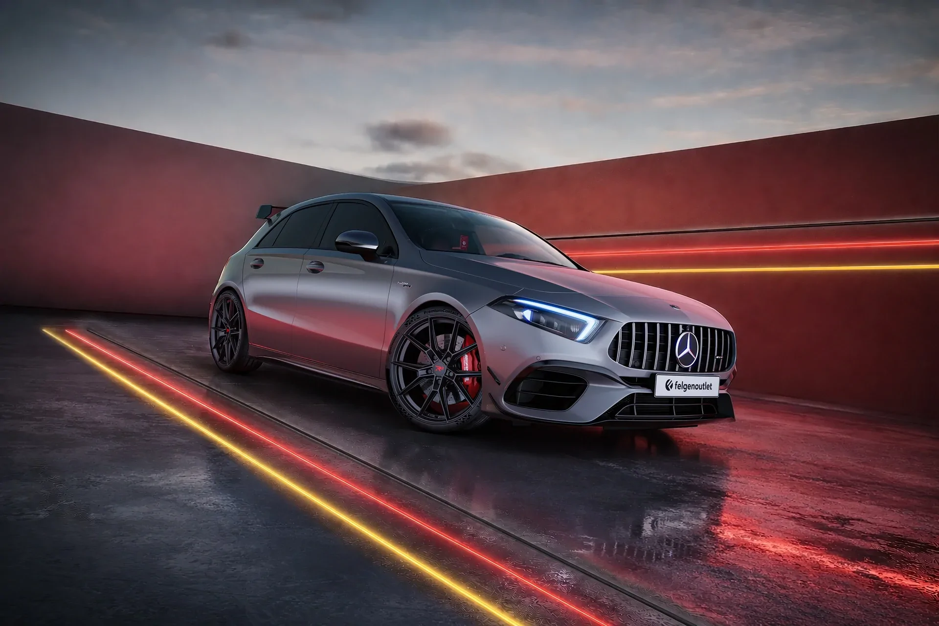 Mercedes Benz A-Klasse A45 AMG mit R³ Wheels R3F01 in matt phantom black