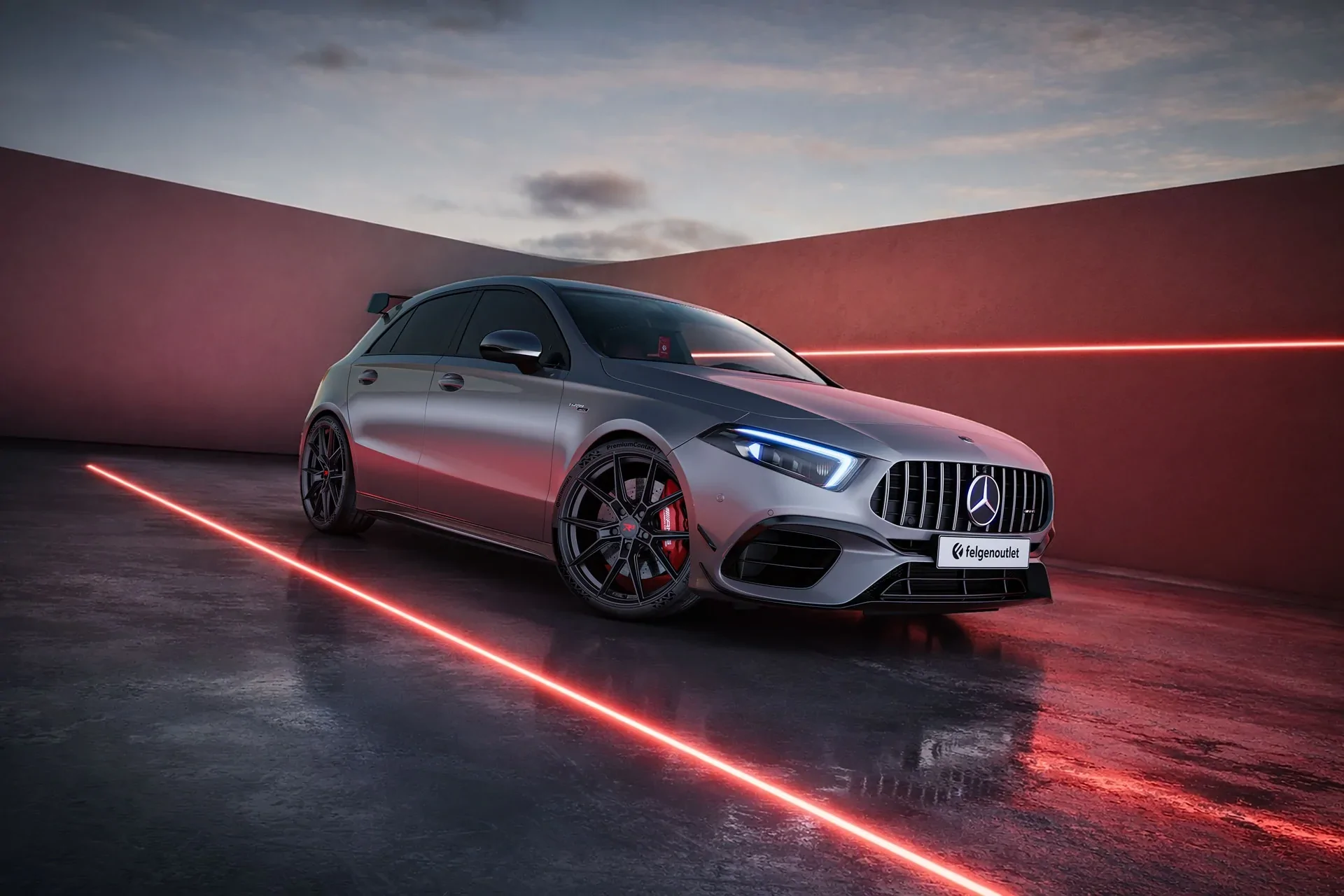 Mercedes Benz A-Klasse A45 AMG mit R³ Wheels R3F01 in matt phantom black